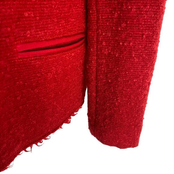 Isabel Marant Blazer Jacket Size 36 Virgin Wool Mohair Blend Red Fringe CJ-1601 - Picture 4 of 8